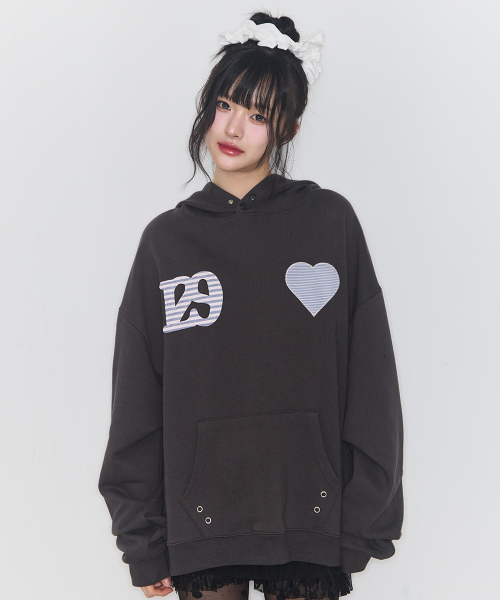 ILLIGO（イリゴ）の「129 ストライプ配色フードパーカー チャコール（パーカー・レディース・その他・OS）」の2枚目の写真