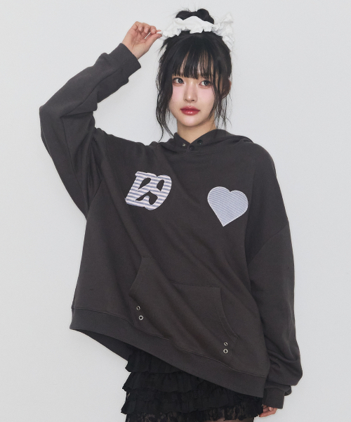 ILLIGO（イリゴ）の「129 ストライプ配色フードパーカー チャコール（パーカー・レディース・その他・OS）」の3枚目の写真