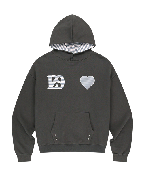 ILLIGO（イリゴ）の「129 ストライプ配色フードパーカー チャコール（パーカー・レディース・その他・OS）」の4枚目の写真