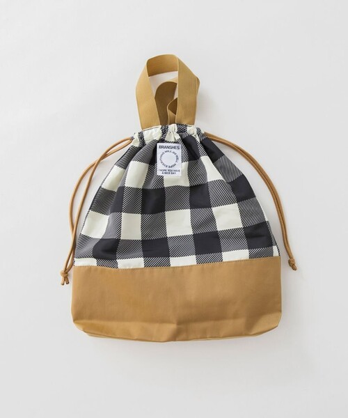 BRANSHES（ブランシェス）の「持ち手付き巾着（バックパック/リュック・キッズ・ブラック/ベージュ・FREE）」の2枚目の写真