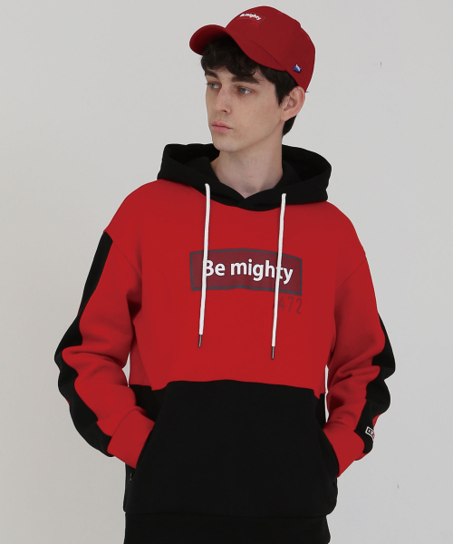 BEMIGHTY(ビーマイティー)の「上下切り替えオーバーサイズ起毛フードパーカー レッド(パーカー・メンズ・その他・M/L)」の3枚目の写真