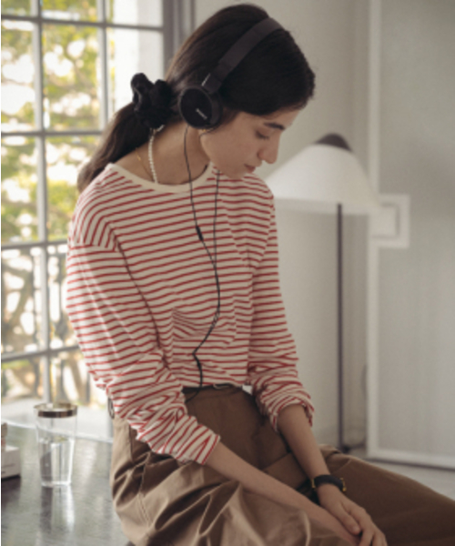 TILL I DIE(ティルアイダイ)の「Stripe soft touch T-shirt_Red(Tシャツ/カットソー・レディース・レッド・FREE)」の1枚目の写真