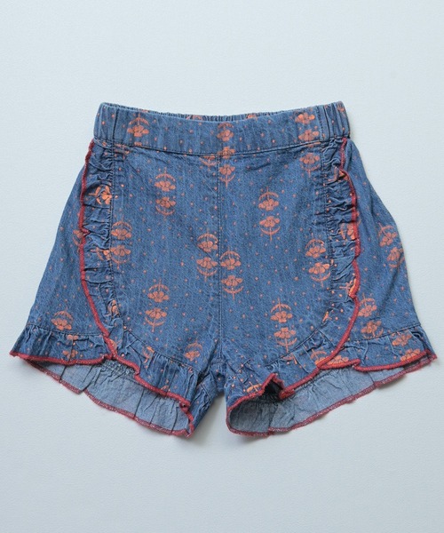 MARKEY'S(マーキーズ)の「デニムフリルキュロットパンツ(デニムパンツ・キッズ・ネイビー/ライトブルー・140/130/150/120/110/100/90/80)」の1枚目の写真