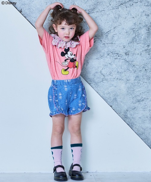 MARKEY'S(マーキーズ)の「デニムフリルキュロットパンツ(デニムパンツ・キッズ・ネイビー/ライトブルー・140/130/150/120/110/100/90/80)」の5枚目の写真