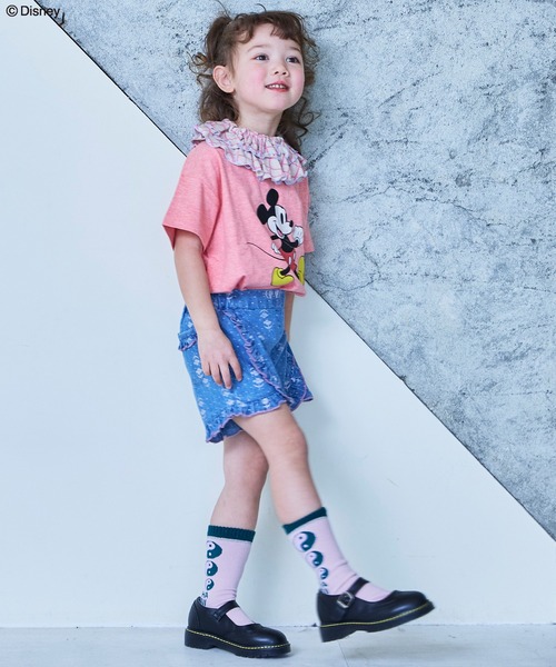 MARKEY'S(マーキーズ)の「デニムフリルキュロットパンツ(デニムパンツ・キッズ・ネイビー/ライトブルー・140/130/150/120/110/100/90/80)」の9枚目の写真