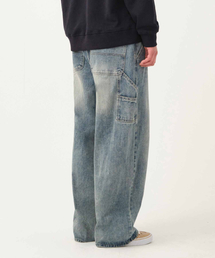 ACSHI（アクシ）の「ヴィンテージウォッシングカーペンターバルーンフィットデニムパンツユニセックス（ブルー）（デニムパンツ）」