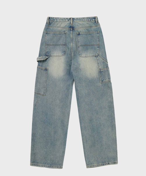 ACSHI(アクシ)の「ヴィンテージウォッシングカーペンターバルーンフィットデニムパンツユニセックス(ブルー)(デニムパンツ・メンズ・その他・S/M/L/XL/XS/XXL)」の7枚目の写真