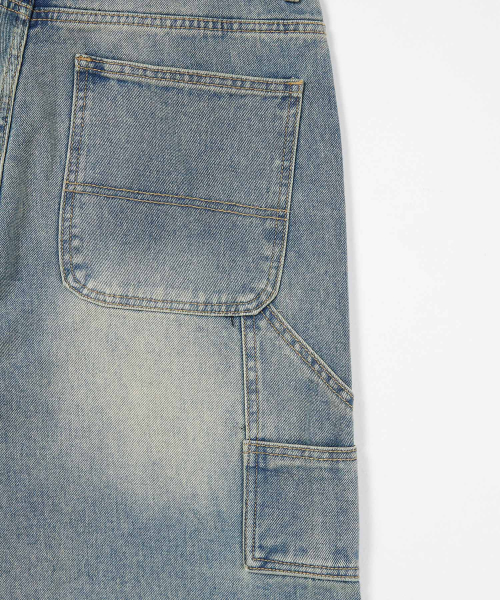ACSHI(アクシ)の「ヴィンテージウォッシングカーペンターバルーンフィットデニムパンツユニセックス(ブルー)(デニムパンツ・メンズ・その他・S/M/L/XL/XS/XXL)」の8枚目の写真