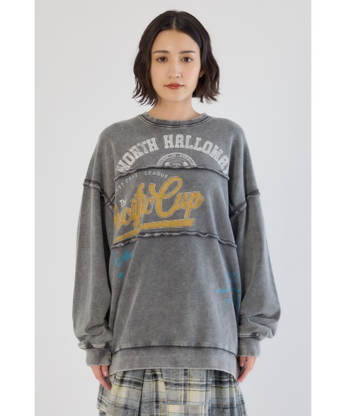 RODEO CROWNS WIDE BOWL(ロデオクラウンズワイドボウル)の「加工アウトシームスウェットトップス(スウェット・レディース・オフホワイト/ライトイエロー/チャコールグレー・FREE)」の7枚目の写真