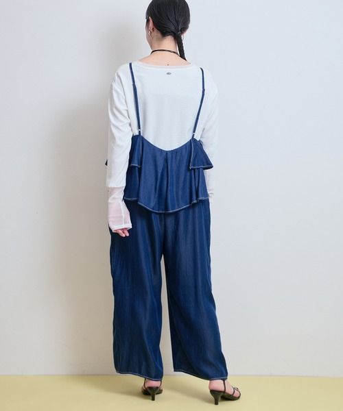 LHELBIE(レルビエ)の「デニムフリルキャミサロペット(サロペット/オーバーオール・レディース・インディゴブルー/ブラック/ブルー・M)」の21枚目の写真