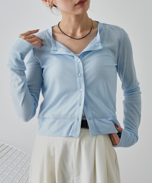 NOGLE（ノグル）の「【NOGLE/ノグル】シアーコンパクトカーディガン（カーディガン/ボレロ・レディース・グレー/イエロー/ピンク/ブラウン/ホワイト/ブラック/チャコールグレー/ブルー・FREE）」の6枚目の写真