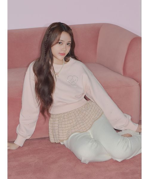 Hearts2Hearts LILY BROWN コラボ スウェット M 白 LILY BROWN×Hearts2Hearts】コラボレーションビジューロゴスウェット