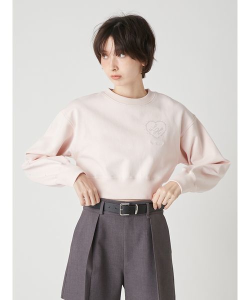 Hearts2Hearts LILY BROWN コラボ スウェット M ブルー LILY BROWN×Hearts2Hearts】コラボレーションビジューロゴスウェット