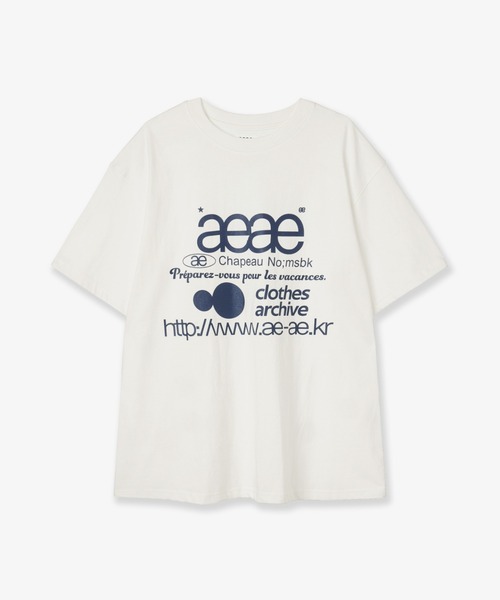 aeae(エーイーエーイー)の「WEB LOGO T-SHIRTS(Tシャツ/カットソー・レディース・ホワイト×ブルー/ホワイト系その他/ホワイト/ブラック系その他/ホワイト系その他2/オートミール/グレー系その他/ブラック・LARGE/MEDIUM/SMALL)」の3枚目の写真