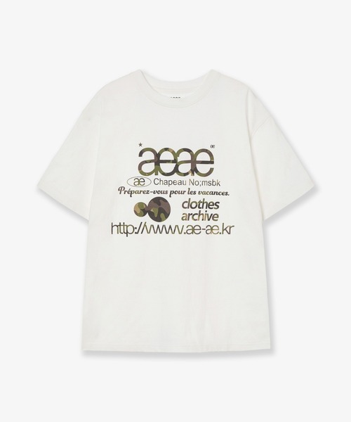 aeae(エーイーエーイー)の「WEB LOGO T-SHIRTS(Tシャツ/カットソー・レディース・ホワイト×ブルー/ホワイト系その他/ホワイト/ブラック系その他/ホワイト系その他2/オートミール/グレー系その他/ブラック・LARGE/MEDIUM/SMALL)」の4枚目の写真