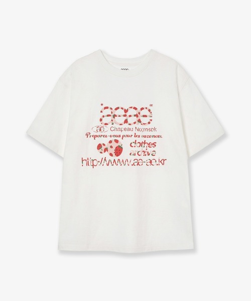 aeae(エーイーエーイー)の「WEB LOGO T-SHIRTS(Tシャツ/カットソー・レディース・ホワイト×ブルー/ホワイト系その他/ホワイト/ブラック系その他/ホワイト系その他2/オートミール/グレー系その他/ブラック・LARGE/MEDIUM/SMALL)」の5枚目の写真
