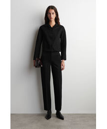COS ブラック ショート丈ジャケット EUR S SHORT DOUBLE-FACED WOOL JACKET ダブルフェイスウールショート