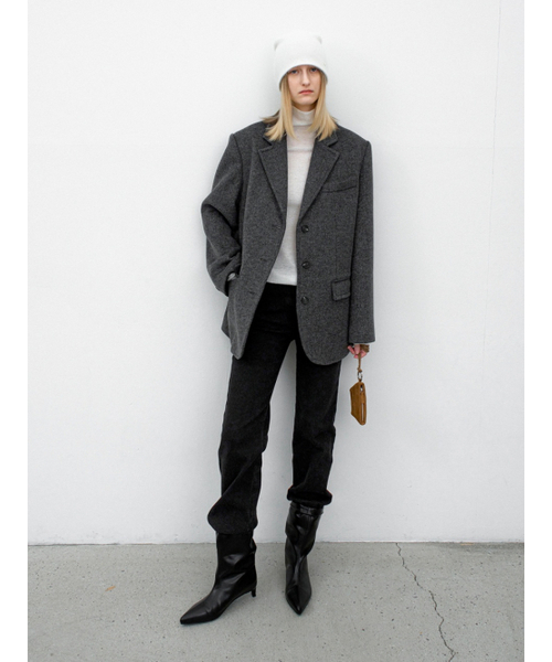 ATELIER NAIN(アトリエナイン)の「WOOL TWILL SINGLE BUTTON JACKET(JK-3055)(その他アウター・レディース・ヘザーチャコール/ダークブラウン・FREE)」の3枚目の写真