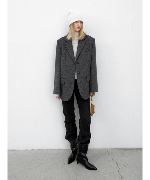 ATELIER NAIN(アトリエナイン)の「WOOL TWILL SINGLE BUTTON JACKET(JK-3055)(その他アウター・レディース・ヘザーチャコール/ダークブラウン・FREE)」の4枚目の写真
