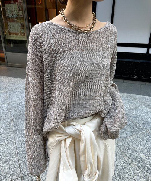 DouDou（ドゥドゥ）の「前後2WAY鹿の子編みプルオーバー（ニット/セーター・レディース・ブラック系その他2/ブラック/ブラウン系その他2/ミント/ベージュ・FREE）」の3枚目の写真