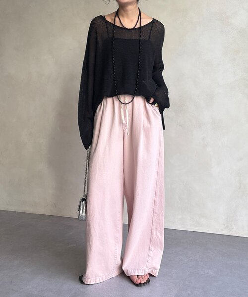 DouDou（ドゥドゥ）の「前後2WAY鹿の子編みプルオーバー（ニット/セーター・レディース・ブラック系その他2/ブラック/ブラウン系その他2/ミント/ベージュ・FREE）」の6枚目の写真