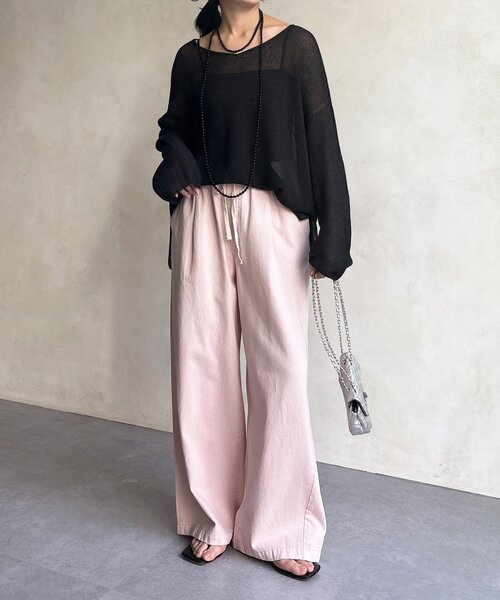 DouDou（ドゥドゥ）の「前後2WAY鹿の子編みプルオーバー（ニット/セーター・レディース・ブラック系その他2/ブラック/ブラウン系その他2/ミント/ベージュ・FREE）」の7枚目の写真