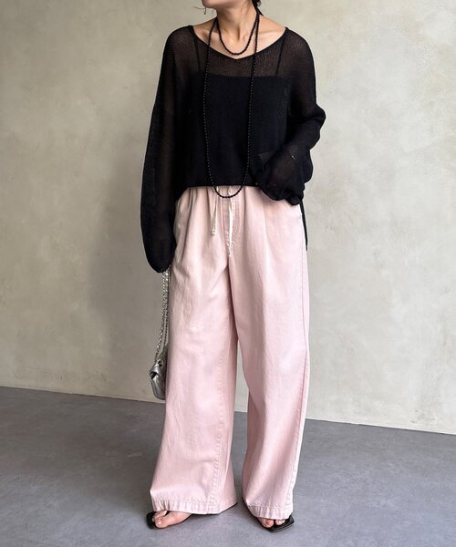 DouDou（ドゥドゥ）の「前後2WAY鹿の子編みプルオーバー（ニット/セーター・レディース・ブラック系その他2/ブラック/ブラウン系その他2/ミント/ベージュ・FREE）」の9枚目の写真