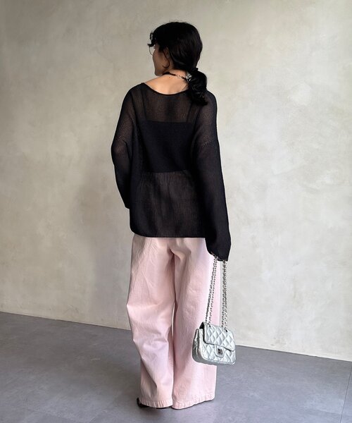 DouDou（ドゥドゥ）の「前後2WAY鹿の子編みプルオーバー（ニット/セーター・レディース・ブラック系その他2/ブラック/ブラウン系その他2/ミント/ベージュ・FREE）」の10枚目の写真