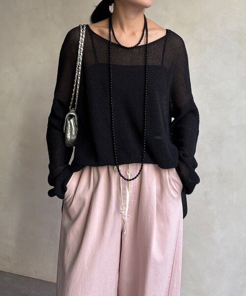 DouDou（ドゥドゥ）の「前後2WAY鹿の子編みプルオーバー（ニット/セーター・レディース・ブラック系その他2/ブラック/ブラウン系その他2/ミント/ベージュ・FREE）」の11枚目の写真