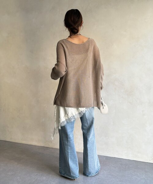 DouDou（ドゥドゥ）の「前後2WAY鹿の子編みプルオーバー（ニット/セーター・レディース・ブラック系その他2/ブラック/ブラウン系その他2/ミント/ベージュ・FREE）」の20枚目の写真