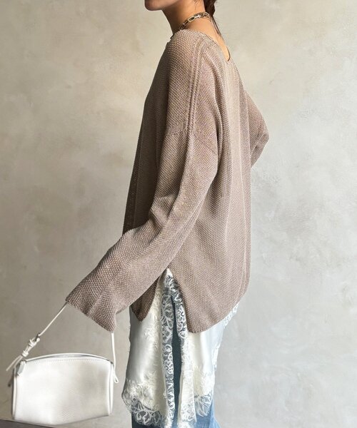 DouDou（ドゥドゥ）の「前後2WAY鹿の子編みプルオーバー（ニット/セーター・レディース・ブラック系その他2/ブラック/ブラウン系その他2/ミント/ベージュ・FREE）」の22枚目の写真