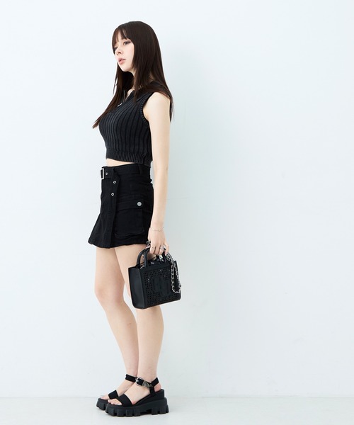 GYDA(ジェイダ)の「【WEB限定商品】GYDA (ジェイダ)2WAY チェーンショルダーミニスクエアバッグ かご GY-B339(ショルダーバッグ・レディース・ブラック/ホワイト・FREE)」の4枚目の写真
