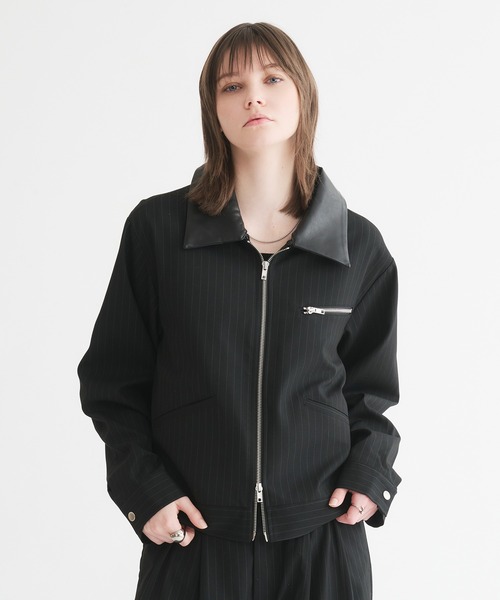 selle glant(セレグランテ)の「2WAY DOUBLE ZIP STRIPE JACKET/2WAYダブルジップストライプジャケット(ブルゾン・メンズ・ブラック/チャコールグレー・MEDIUM/SMALL/LARGE)」の4枚目の写真