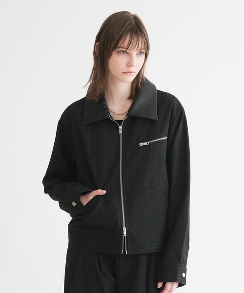 selle glant(セレグランテ)の「2WAY DOUBLE ZIP STRIPE JACKET/2WAYダブルジップストライプジャケット(ブルゾン・メンズ・ブラック/チャコールグレー・MEDIUM/SMALL/LARGE)」の5枚目の写真