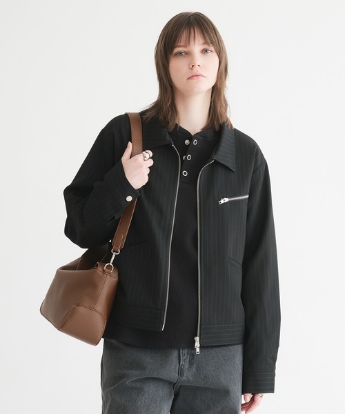 selle glant(セレグランテ)の「2WAY DOUBLE ZIP STRIPE JACKET/2WAYダブルジップストライプジャケット(ブルゾン・メンズ・ブラック/チャコールグレー・MEDIUM/SMALL/LARGE)」の11枚目の写真