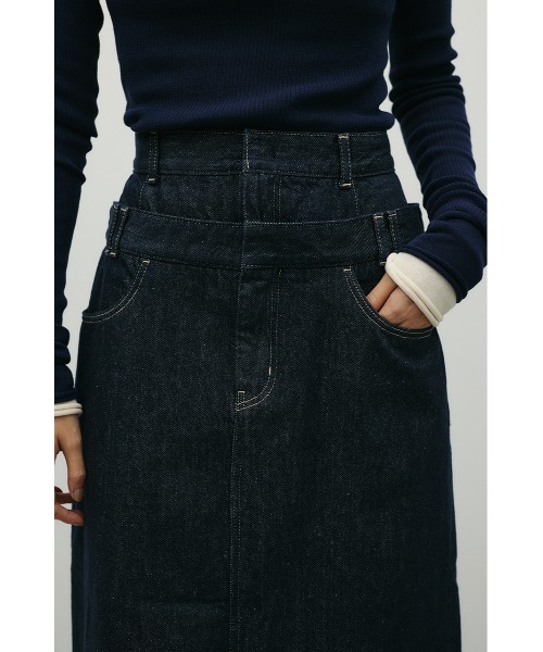 STYLEMIXER（スタイルミキサー）の「ダブルウエストデニムスカート（デニムスカート・レディース・インディゴブルー/アイボリー・MEDIUM/SMALL）」の15枚目の写真