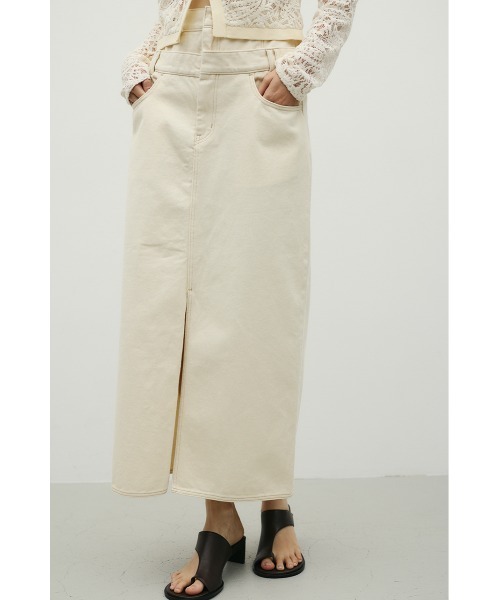 STYLEMIXER（スタイルミキサー）の「ダブルウエストデニムスカート（デニムスカート・レディース・インディゴブルー/アイボリー・MEDIUM/SMALL）」の3枚目の写真