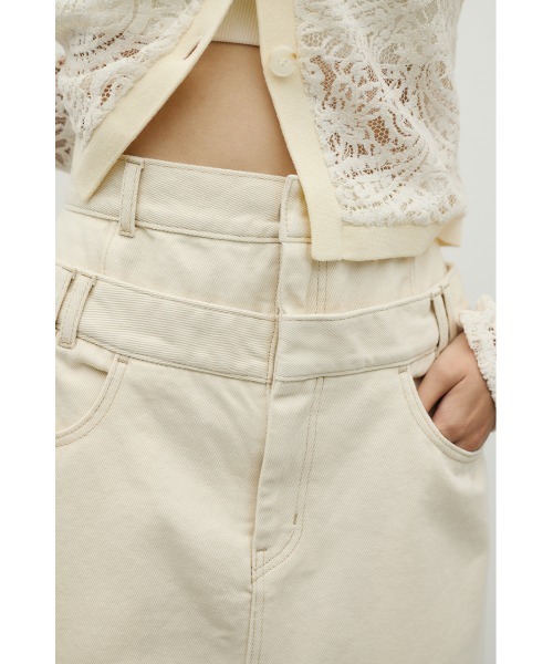 STYLEMIXER（スタイルミキサー）の「ダブルウエストデニムスカート（デニムスカート・レディース・インディゴブルー/アイボリー・MEDIUM/SMALL）」の5枚目の写真