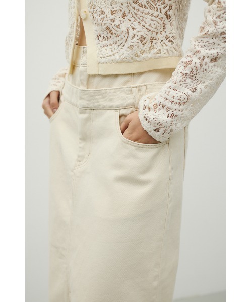 STYLEMIXER（スタイルミキサー）の「ダブルウエストデニムスカート（デニムスカート・レディース・インディゴブルー/アイボリー・MEDIUM/SMALL）」の6枚目の写真