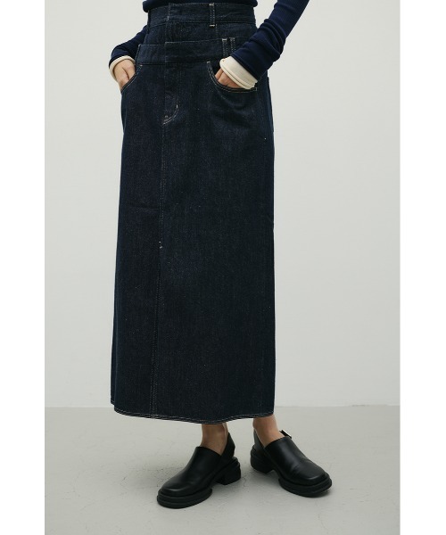 STYLEMIXER（スタイルミキサー）の「ダブルウエストデニムスカート（デニムスカート・レディース・インディゴブルー/アイボリー・MEDIUM/SMALL）」の11枚目の写真