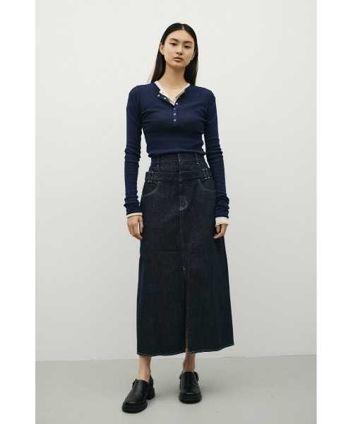 STYLEMIXER（スタイルミキサー）の「ダブルウエストデニムスカート（デニムスカート・レディース・インディゴブルー/アイボリー・MEDIUM/SMALL）」の12枚目の写真