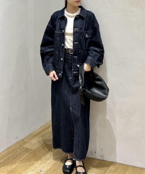 STYLEMIXER(スタイルミキサー)の「ダブルウエストデニムスカート(デニムスカート・レディース・インディゴブルー/アイボリー・MEDIUM/SMALL)」の22枚目の写真