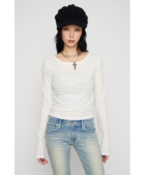 LAGUA GEM(ラグアジェム)の「SAME COLOR LETTERING トップス(Tシャツ/カットソー・レディース・オフホワイト/チャコールグレー/ネイビー・FREE)」の13枚目の写真