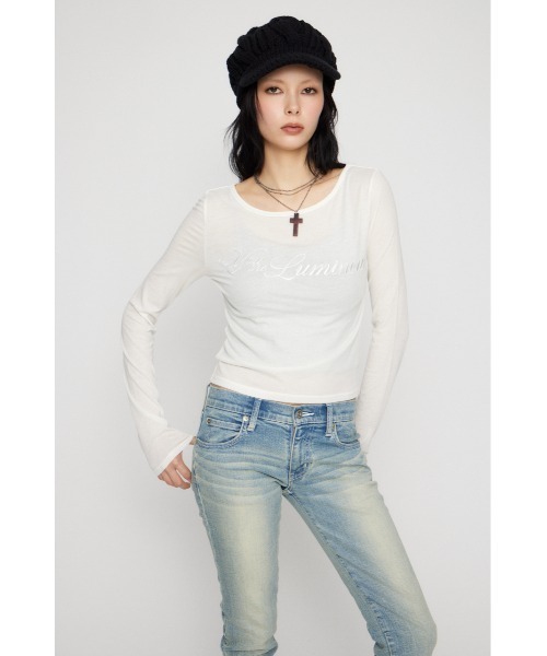 LAGUA GEM(ラグアジェム)の「SAME COLOR LETTERING トップス(Tシャツ/カットソー・レディース・オフホワイト/チャコールグレー/ネイビー・FREE)」の14枚目の写真