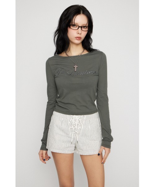 LAGUA GEM(ラグアジェム)の「SAME COLOR LETTERING トップス(Tシャツ/カットソー・レディース・オフホワイト/チャコールグレー/ネイビー・FREE)」の6枚目の写真