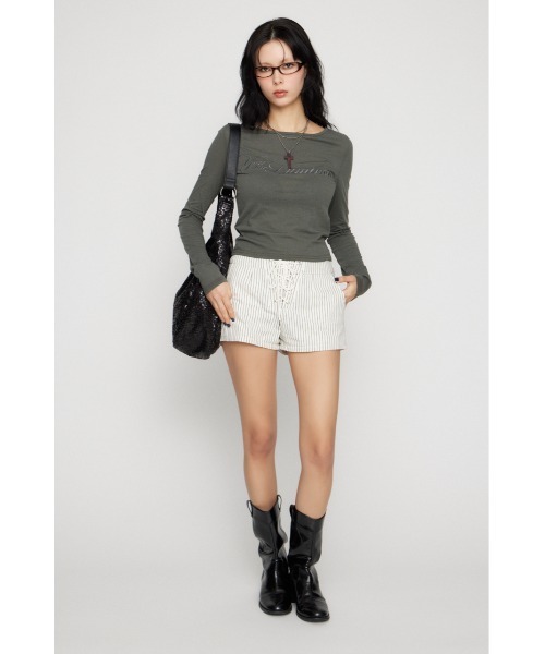 LAGUA GEM(ラグアジェム)の「SAME COLOR LETTERING トップス(Tシャツ/カットソー・レディース・オフホワイト/チャコールグレー/ネイビー・FREE)」の7枚目の写真