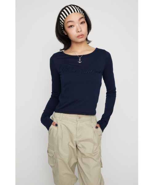 LAGUA GEM(ラグアジェム)の「SAME COLOR LETTERING トップス(Tシャツ/カットソー・レディース・オフホワイト/チャコールグレー/ネイビー・FREE)」の10枚目の写真