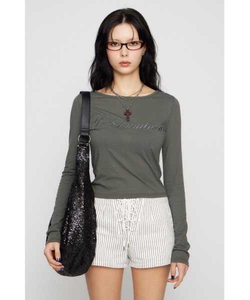 LAGUA GEM(ラグアジェム)の「SAME COLOR LETTERING トップス(Tシャツ/カットソー・レディース・オフホワイト/チャコールグレー/ネイビー・FREE)」の5枚目の写真