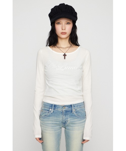 LAGUA GEM(ラグアジェム)の「SAME COLOR LETTERING トップス(Tシャツ/カットソー・レディース・オフホワイト/チャコールグレー/ネイビー・FREE)」の12枚目の写真