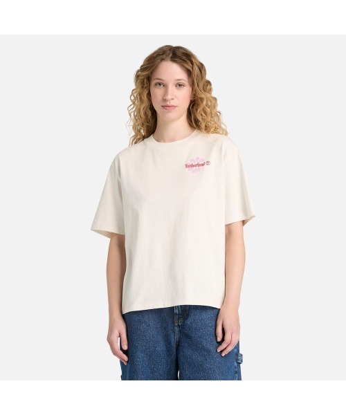 Timberland(ティンバーランド)の「グラフィック 半袖 Tシャツ レディース(Tシャツ/カットソー・レディース・ライトホワイト・LARGE/MEDIUM/SMALL/X-SMALL)」の1枚目の写真